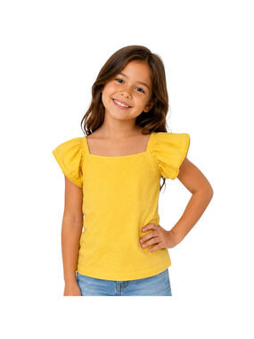 Janie and Jack Girls Yellow Flutter Sleeve Top Size 7